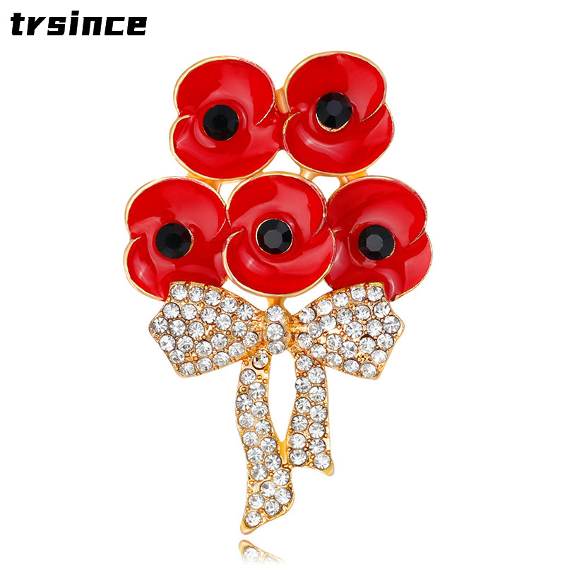 Women'S Accessories Uk - Çinko alaşımı haşhaş broş İngiltere prenses