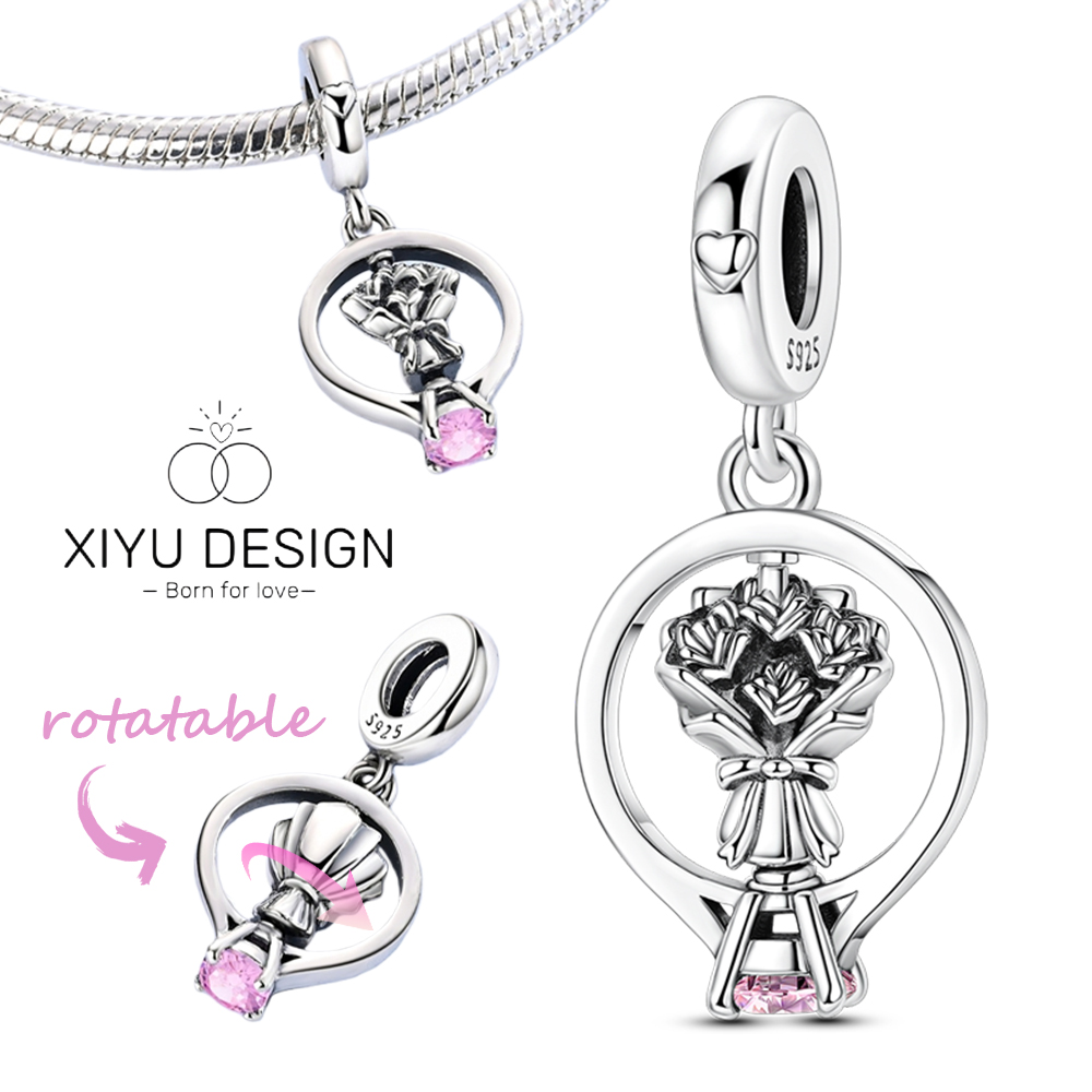 Women Accessories Bouquet - 925 Gümüş Charm Boncuk Döner Buket