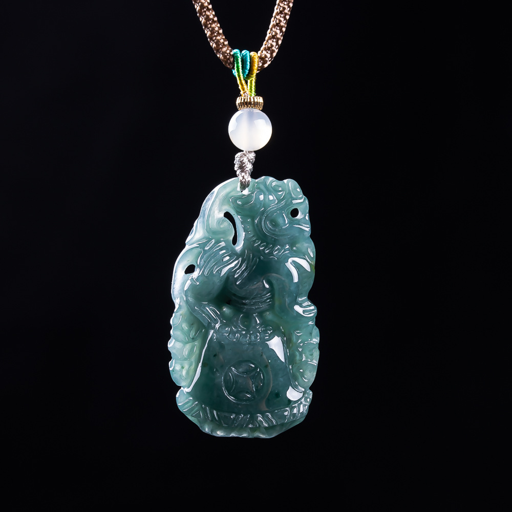 Women'S Vintage Accessories - Birmanya Jadeit Pixiu Kolye Tasarımcı Değerli