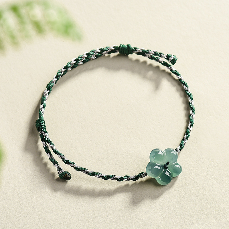 Women'S Vintage Accessories - Birmanya Jadeite Çiçek Bilezik Doğal Yeşim
