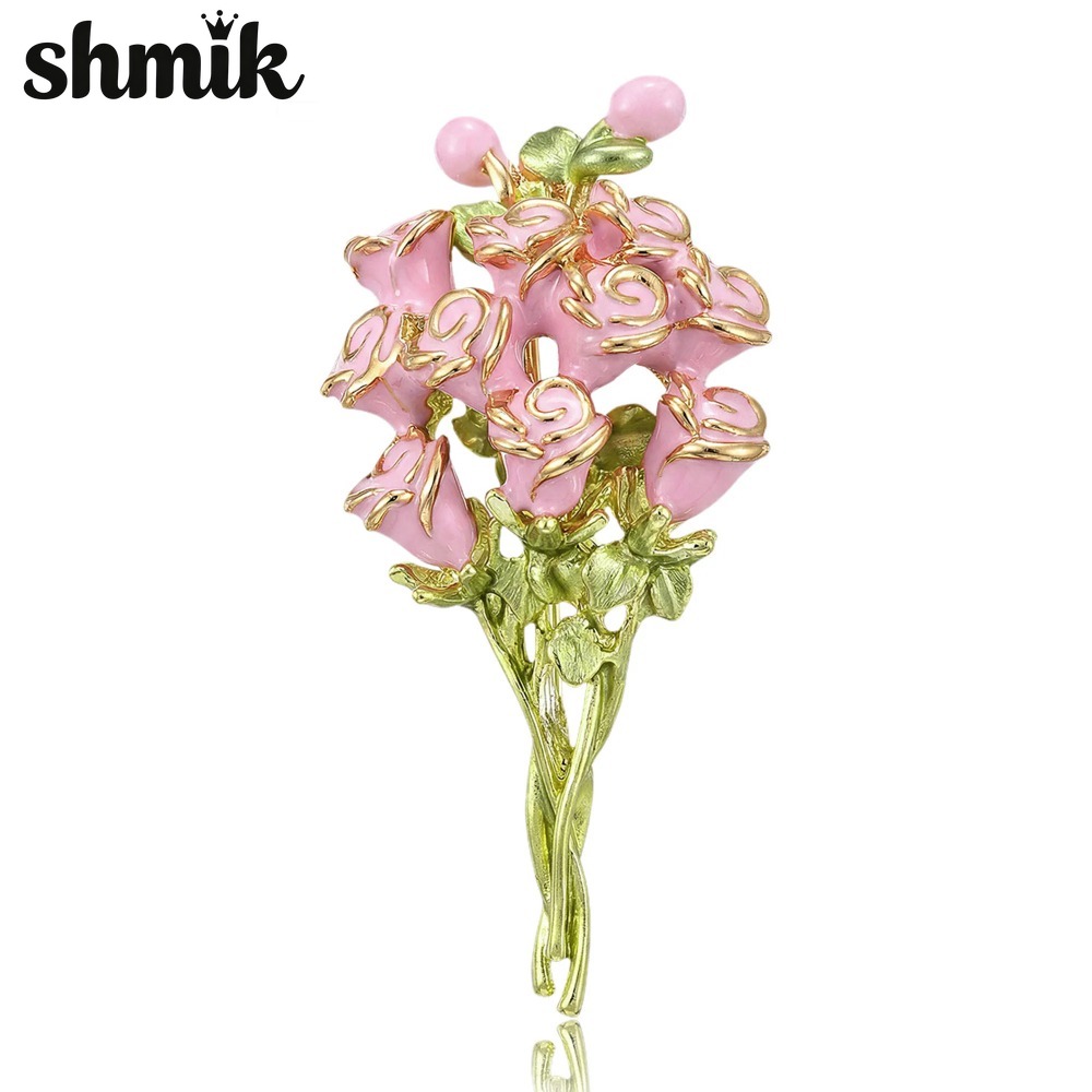 Pembe Emaye Gül Buketi Broşlar - Women Accessories Bouquet incelemesi ve fiyatı